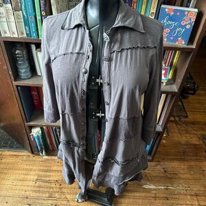 Neon Buddha key button gray elevated basics knit jacket
